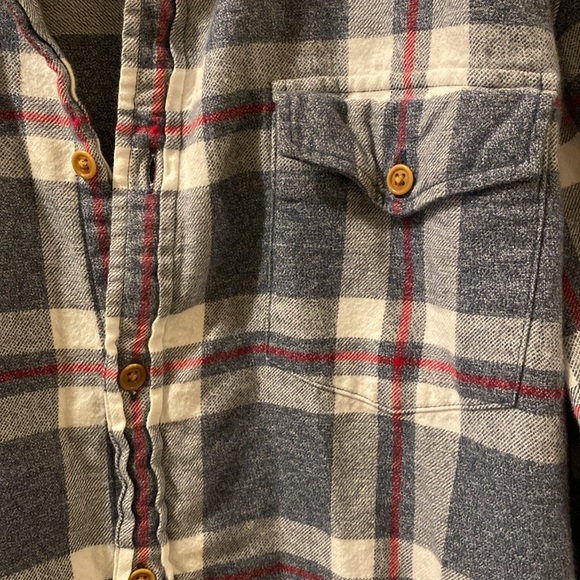 J. Crew mens large plaid flannel button down - blue/red- great condition - Picture 3 of 6